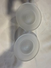 Vintage Frosted Glass Candle Cup Inserts Pair Bobeche Replacement Shades 4.5” picture