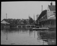 VIEW IN LEYDEN / LEIDEN DATED 1891 ANTIQUE Magic Lantern Slide PHOTO WINDMILL picture