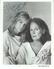 ACTRESESS FARRAH FAWCETT & COLLEEN DEWHURST, SIGNED VINTAGE PROMOTIONAL PHOTO. picture