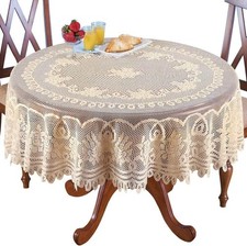 70inch Vintage Embroidered Lace Tablecloth Round Table Cloth Cover Topper Doily picture