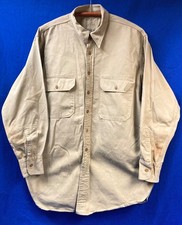 Original WWII US Army Khaki Tan Cotton Uniform Shirt Size 17 x 33 picture