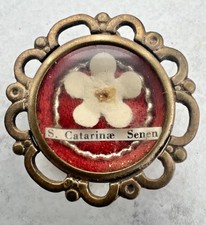 Saint St. Catherine of Siena Relic Theca Reliquary Capuchin Wax Seal Intact picture
