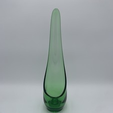 VTG 1960's MCM Viking Glass Swung Epic Taperglow Moss Green Candlestick Holder picture