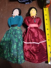 LOT OF 2 Antique Vintage Native American Woman Cloth Doll W/ Beaded Jewelry 10