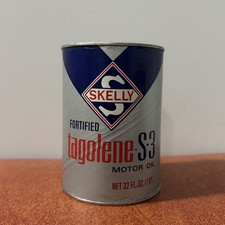 Vintage Skelly Tagolene - S-3 1 qt Full Motor Oil Can NOS S.A.E. 20 Red & Blue picture