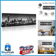 JiazuGo Chicago Skyline Canvas Wall Art, 14x48 inch Black White picture