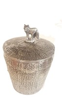 Unique SILVERTONE TEXTURED METAL FOX ICE BUCKET WITH LID picture