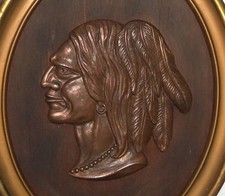 Antique Turn-of-the-Century Tobacciana Brutalist Wall Decor Copper Bronze picture