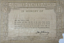 WWI AEF KIA Certificate US Army Killed in Action 127th Infantry Pershing 1918 picture