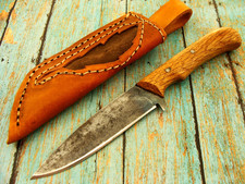 HANDMADE VINTAGE OAK CARBON STEEL FIXED BLADE HUNTING SHEATH KNIFE CUSTOM KNIVES picture