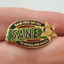 Sane Kids Say No To Drugs And Gangs Lapel Pin Los Angeles Sheriff LASD Vintage picture