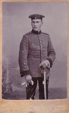 Original WWI CDV Photo GERMAN SOLDIER w/ SWORD SABER 1890's LEIPZIG Germany 400 picture