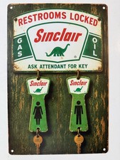 Sinclair Oil Corporation Restroom Sign - Vintage Key Fob Restrooms Locked picture