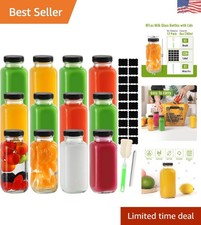 Versatile 8 oz Glass Bottles for Juices & Smoothies - 12 Pack, Dishwasher Safe picture