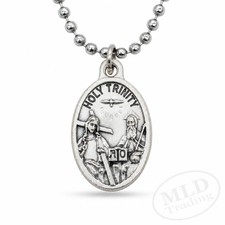 Holy Trinity Medal Pendant Necklace Made in Italy Catholic Prayer 24