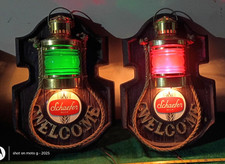 Vintage Schaefer Beer Nautical Electric Lights Port & Starboard red-green picture