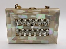 Vintage 1950s Wiesner of Miami Attributed MOP Rhinestone Vanity Carryall Purse picture