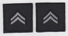 CPL Corporal Chevron SILVER on BLACK collar patches SOLID STYLE picture