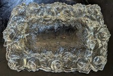 GOOFUS GLASS VANITY TRAY EAPG Embossed Roses  picture