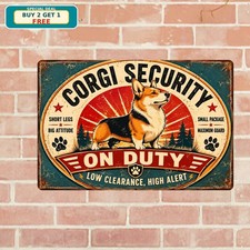 Property Protected by Security Corgi Dog Guard Animal Warning Metal Sign 8x12 picture