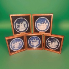 5pc INCOLAY STUDIOS Christmas Cameo Plates SET 1990-1994 Roger Akers FRAMED 3D picture