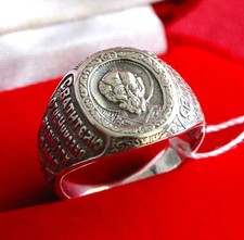 St Nicholas Icon Russian Greek Orthodox Prayer Ring Silver 925. Christian Band picture