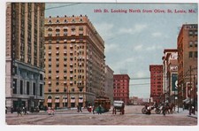 St Louis MO Missouri Vintage Postcard 12th Street Scene Streetcar Horse Buggy picture