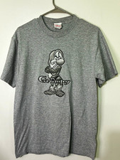 VINTAGE Disney Store Grumpy Seven Dwarfs Graphic T-Shirt Gray Adult Unisex Size picture