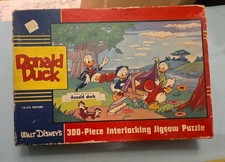 Vintage 40s Donald's Picnic Jaymar 300 piece jigsaw puzzle Walt Disney Complete picture