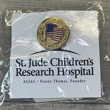 St Jude Childrens Research Hospital USA Flag Enamel Lapel Pin American Vintage picture