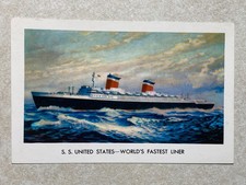 M754 Postcard SS United States World's Fastest Liner Ship Boat picture