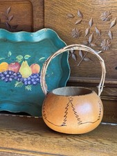 Vintage 1998 Signed HS Gourd Basket picture
