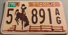 1979 Wyoming Vintage License Plate 5-891 AG Bucking Bronco  picture