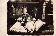 c1910's Cute Baby Pillow Studio La Crosse KS Kansas RPPC Photo Postcard COPY picture