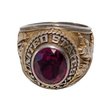 VINTAGE - U.S. ARMY Military RED Stone Ring Size 10.75- ALPHA BRAND picture