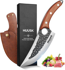 Huusk Hand Forged Viking Butcher Knife with Sheath, Japanese Carbon Steel picture