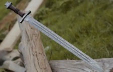 Handmade Custom Viking Style Damascus Blade Valhalla Sword picture