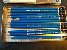 Set of 11 STAEDTLER Mars Lumograph Drawing Pencils in Tin picture