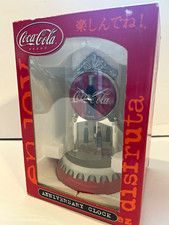 Vintage Coca Cola Anniversary Clock 2002 Dome Revolving Miniature Coke Bottle  picture