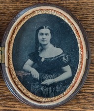 Beautifully Posed Tintype of a Woman in a 9th Plate Oval Spray of Fruit Union Ca picture
