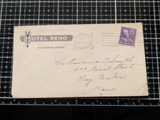 1947 HOTEL RENO HUTCHINSON, KANSAS used envelope picture