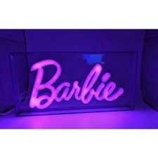 Barbie Neon Pink Logo LED Light Lamp USB Powered Sign Room Decor Tested working picture