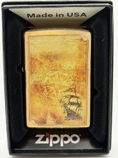 2023 Nautical Compass & Tall Ship Brass Zippo Lighter NEW 48829 picture