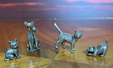 LOT OF 4    Solid    BRASS CAT FIGURES    Shadow Box   US SELLER picture