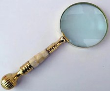 Vintage Brass Magnifying Glass: Mother of Pearl Handle, Map Reading gift for eve picture
