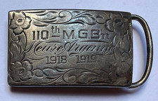WW1 Sterling Silver Belt Buckle 110th Machine Gun Bn. Meuse Argonne Stieff 1915 picture