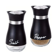 2 Pcs Stainless Steel Salt and Pepper Shakers with Glass Bottom Shakers Set picture