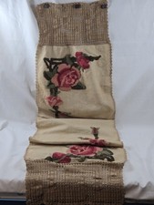Antique Handmade Punch Needle Rose Floral Embroidered Table Runner Ecru Crochet picture