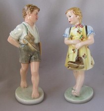 Exquisite Set Keramos Dakon Glass Porcelain School Boy Girl Wien Austria Vienna picture