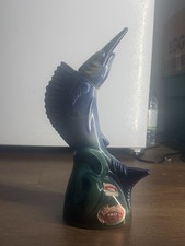 Vintage 1970 Ezra Brooks Sailfish Whiskey Decanter FZ-10 Blue Green Ceramic Fish picture